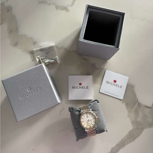 MICHELE Mother of Pearl Diamond Two Tone Watch - Picture 5 of 8